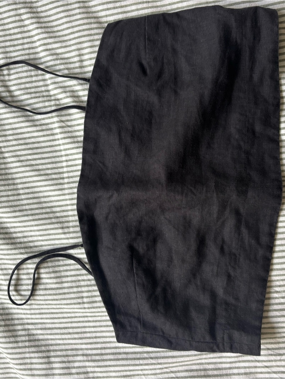 Sezane Black Cropped Tie-Back Top